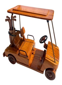 Mahogany wooden golf cart model 27cm length  - Image 2