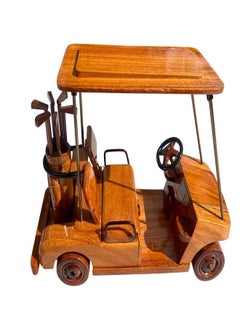 Mahogany wooden golf cart model 27cm length  - Image 1