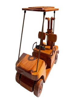 Mahogany wooden golf cart model 27cm length  - Image 4