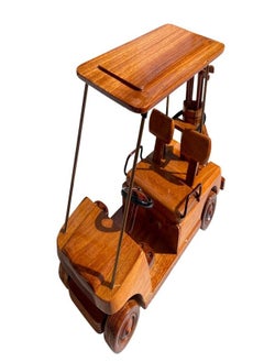 Mahogany wooden golf cart model 27cm length  - Image 3