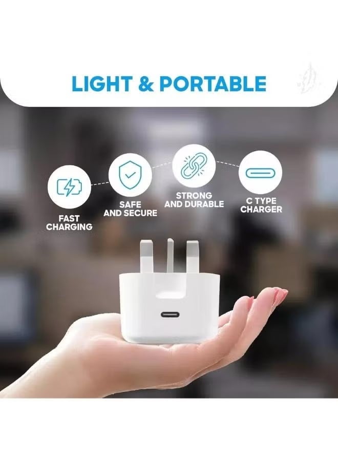 Recrsi 18W USB C Charger Head - Mains UK USB-C Charger PD - Type-C Fast Charging Plug - USBC Plug Fast Charge - Image 5