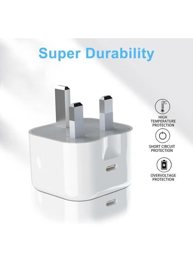 Recrsi 18W USB C Charger Head - Mains UK USB-C Charger PD - Type-C Fast Charging Plug - USBC Plug Fast Charge - Image 2