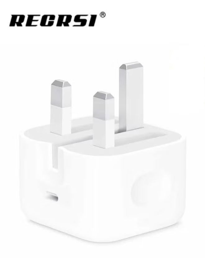 Recrsi 18W USB C Charger Head - Mains UK USB-C Charger PD - Type-C Fast Charging Plug - USBC Plug Fast Charge - Image 1