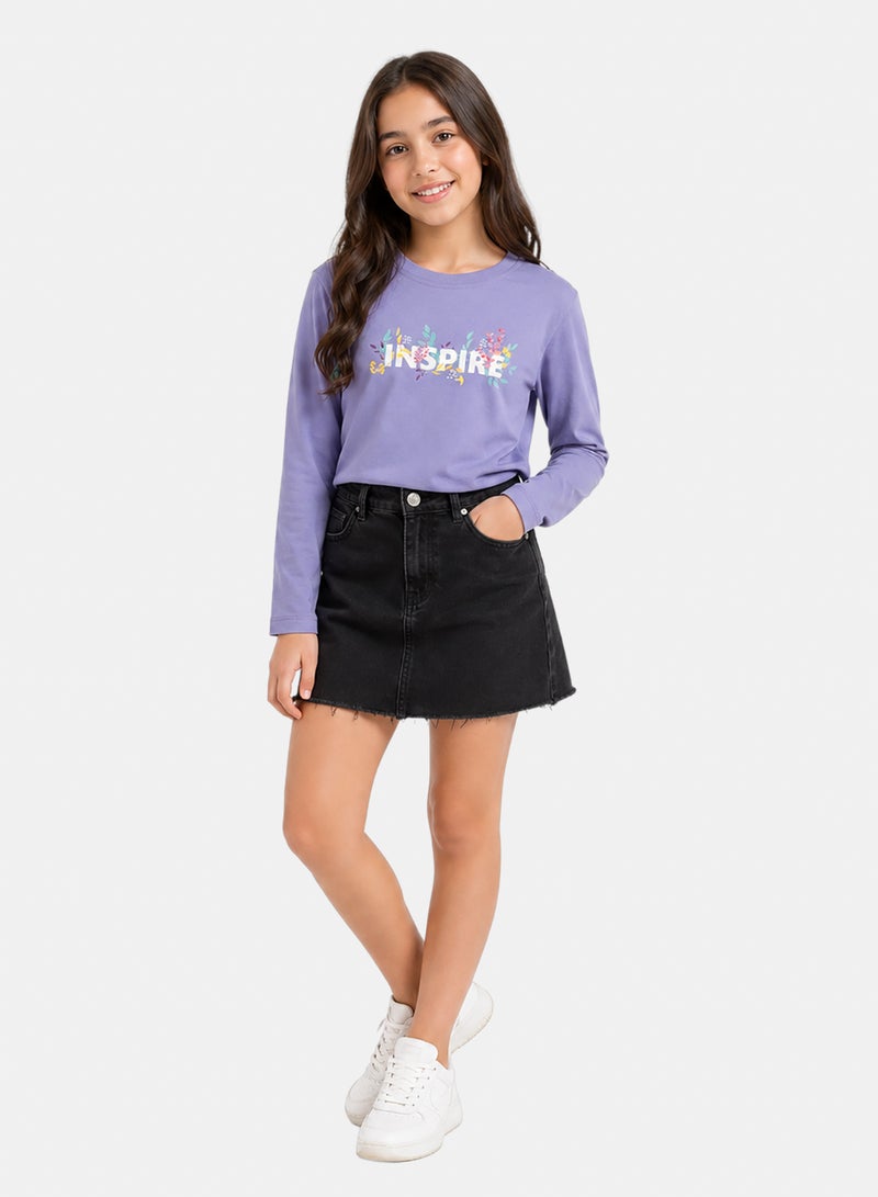 Andora Cotton Printed T-Shirt - Purple - Image 1