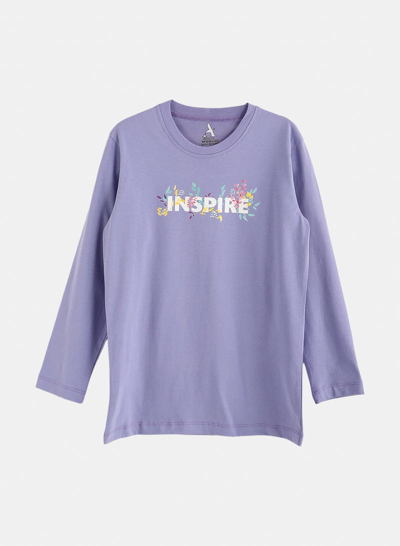 Andora Cotton Printed T-Shirt - Purple - Image 2