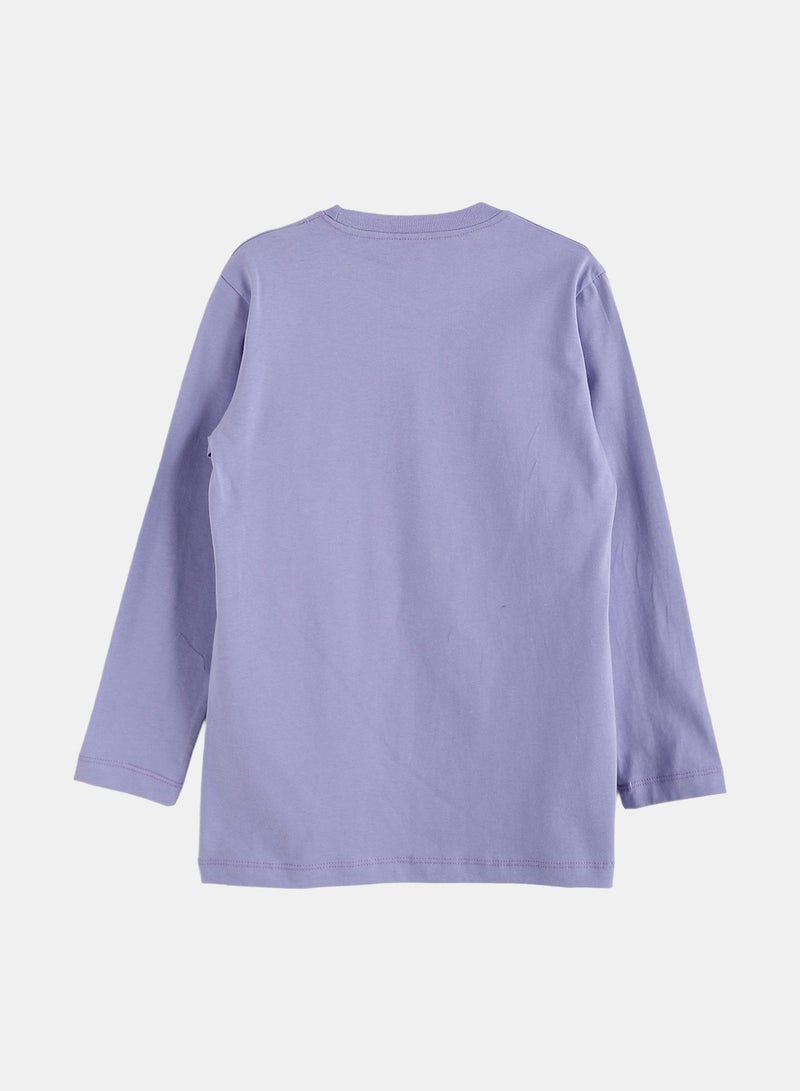 Andora Cotton Printed T-Shirt - Purple - Image 5