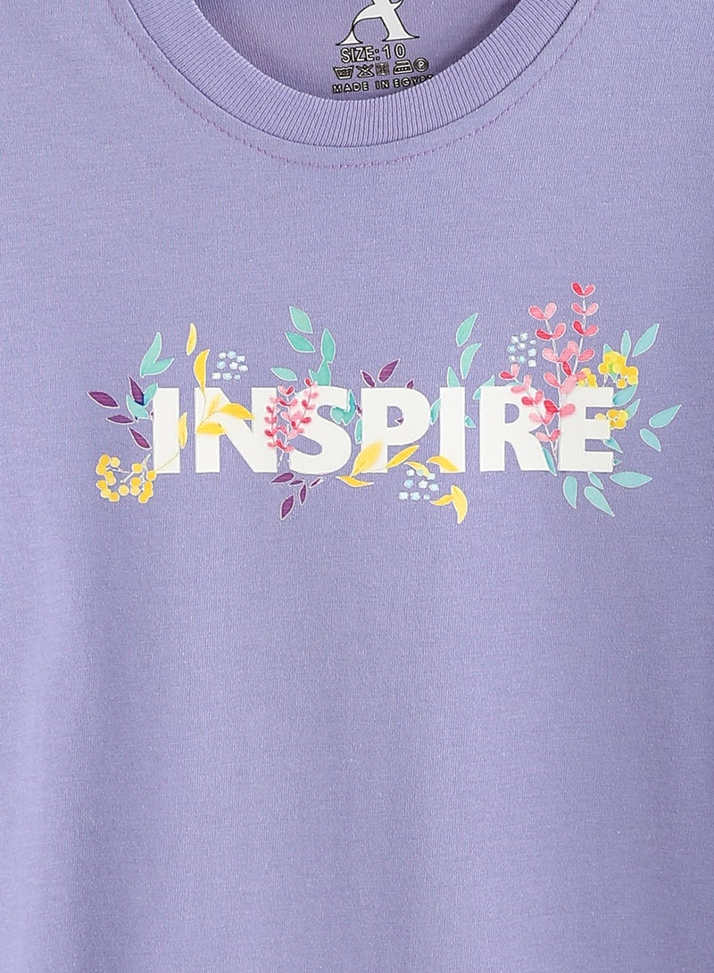 Andora Cotton Printed T-Shirt - Purple - Image 4