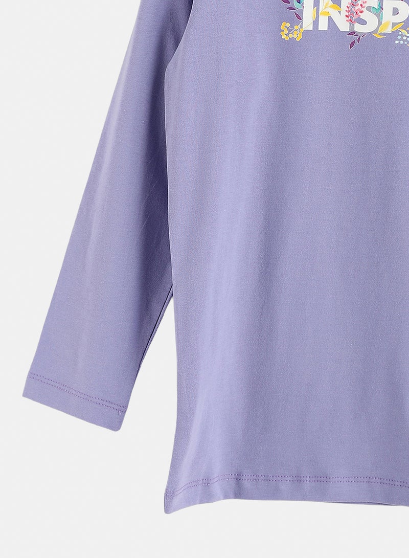 Andora Cotton Printed T-Shirt - Purple - Image 3