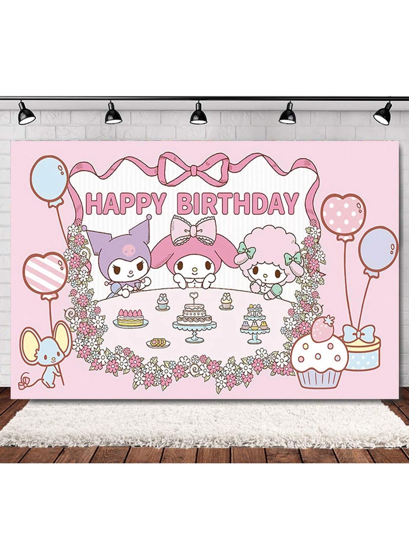 Sanrio 34-PCS My Melody Themed Birthday Party Balloon Flag Decoration Supplies - Image 4