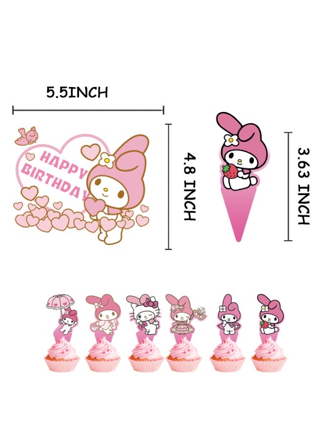 Sanrio 34-PCS My Melody Themed Birthday Party Balloon Flag Decoration Supplies - Image 2