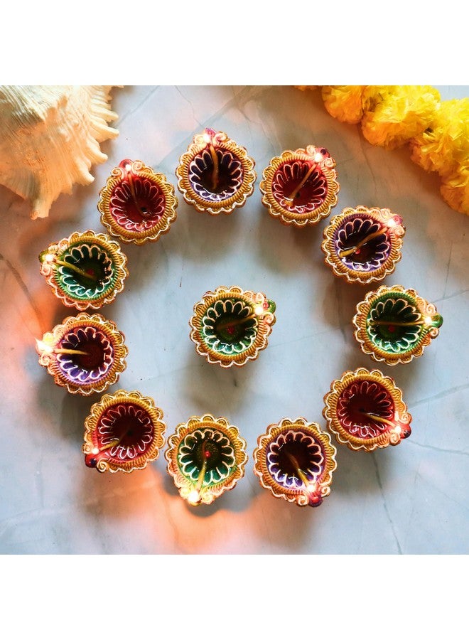 Indian Karigar 12 Diwali Diyas for Diwali Festival Diwali Diya for Diwali Decoration Items for Home Decor Terracotta Decorative Diyas for Diwali Decor Diwali Gift Items (Diyas for Diwali Festival) - Image 5