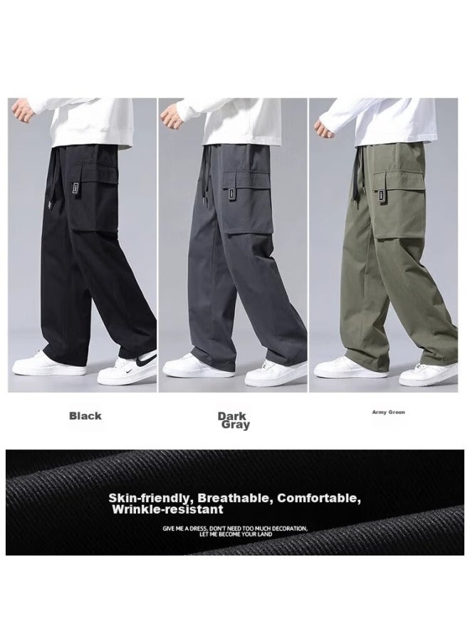 Homlean American-style Cargo Pants For Men, Winter Windproof Trendy Functional Straight-leg Casual Trousers, 2350 Black XL - Image 2