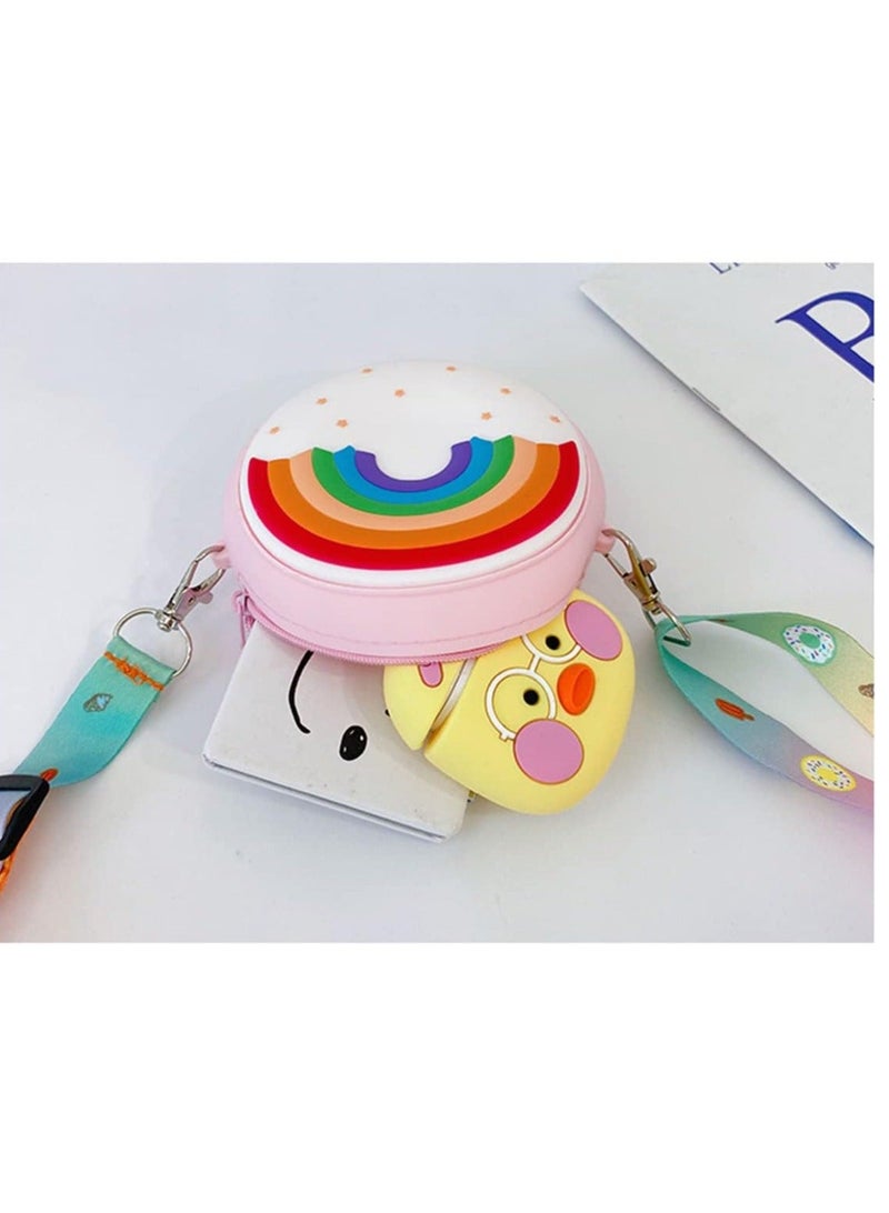 Y&D Kids Crossbody Purse Round Rainbow Coin Wallet Baby Girl Cute Shopping Shoulder Bag with Removable Chain Strap - Image 5