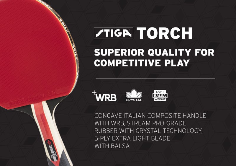 STIGA Torch Ping Pong Paddle - 5-Ply Ultra-Light Blade - 2mm Tournament-Approved Sponge - Flared Handle for Enhanced Control - Competitive Table Tennis Racket for Family Fun - Image 4
