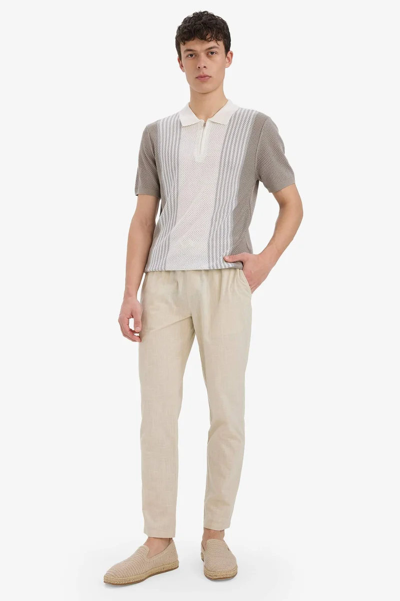 ديفاكتو Standard Fit Polo Collar Knitwear Short Sleeve Polo T-Shirt