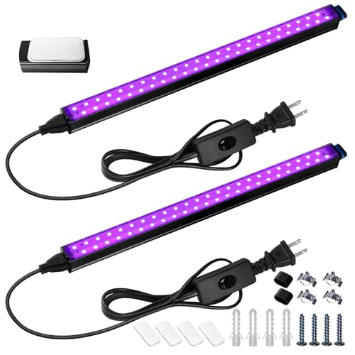 Barrina Black Light Bar, 10W 1FT Magnetic LED Black Lights, for Glow Party, Fluorescent Poster Paint, Blacklight Halloween Decorations, Linkable UV Light, Plug with Built-in ON/Off Switch, 2 Packs - Image 1