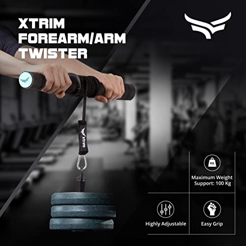 XTRIM Forearm Blaster - Arm Twister (Supports 100 Kg) with Anti-Slip Knurled Handles, Rope and Loading Pin for Hand Exercise, Muscle Strengthening, Arm Training - Image 2
