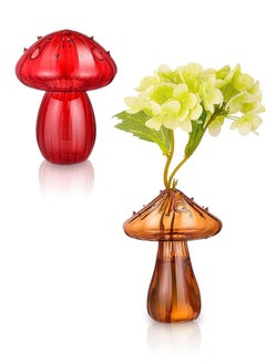 Generic 2Pcs Clear Mushroom Flower Pot Flower Arrangement Container Vases Unique Glass Vase for Home Office Decorations  - Image 1