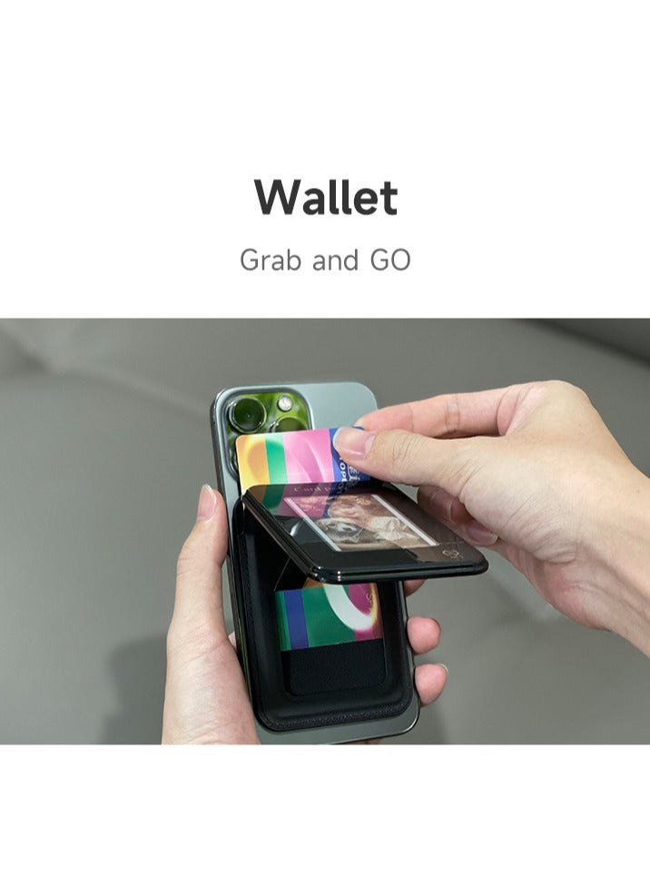 E-Ink Screen Magnetic Card Holder Stand – DIY Projection Magnetic Leather Card Wallet & Multifunctional Portable Phone Stand - Image 5