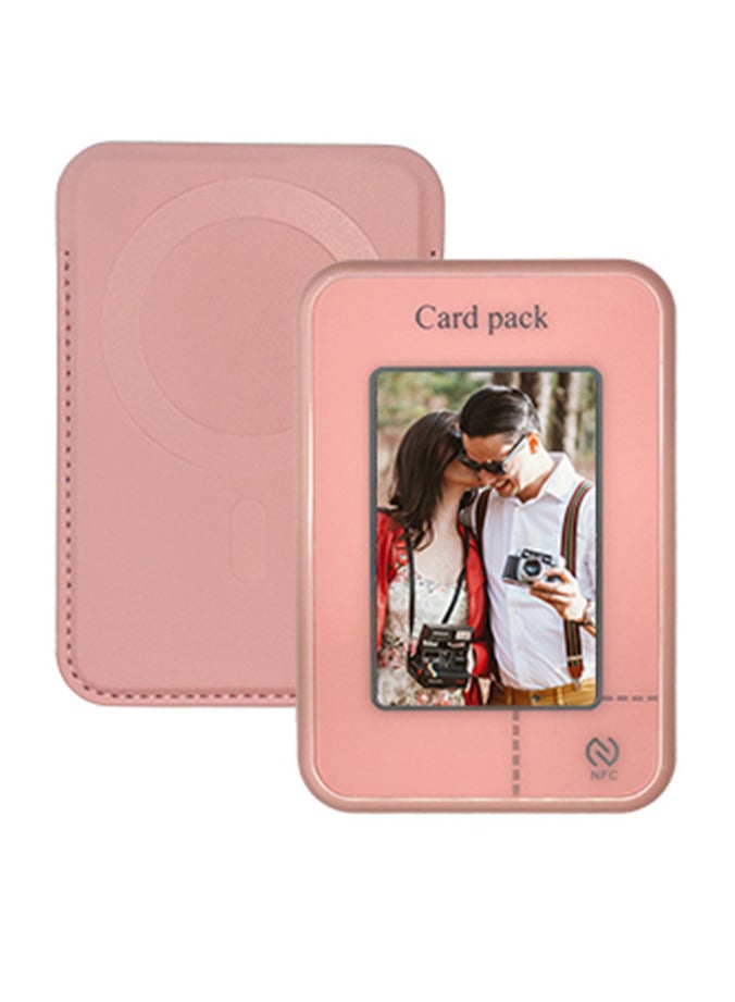 E-Ink Screen Magnetic Card Holder Stand – DIY Projection Magnetic Leather Card Wallet & Multifunctional Portable Phone Stand - Image 1