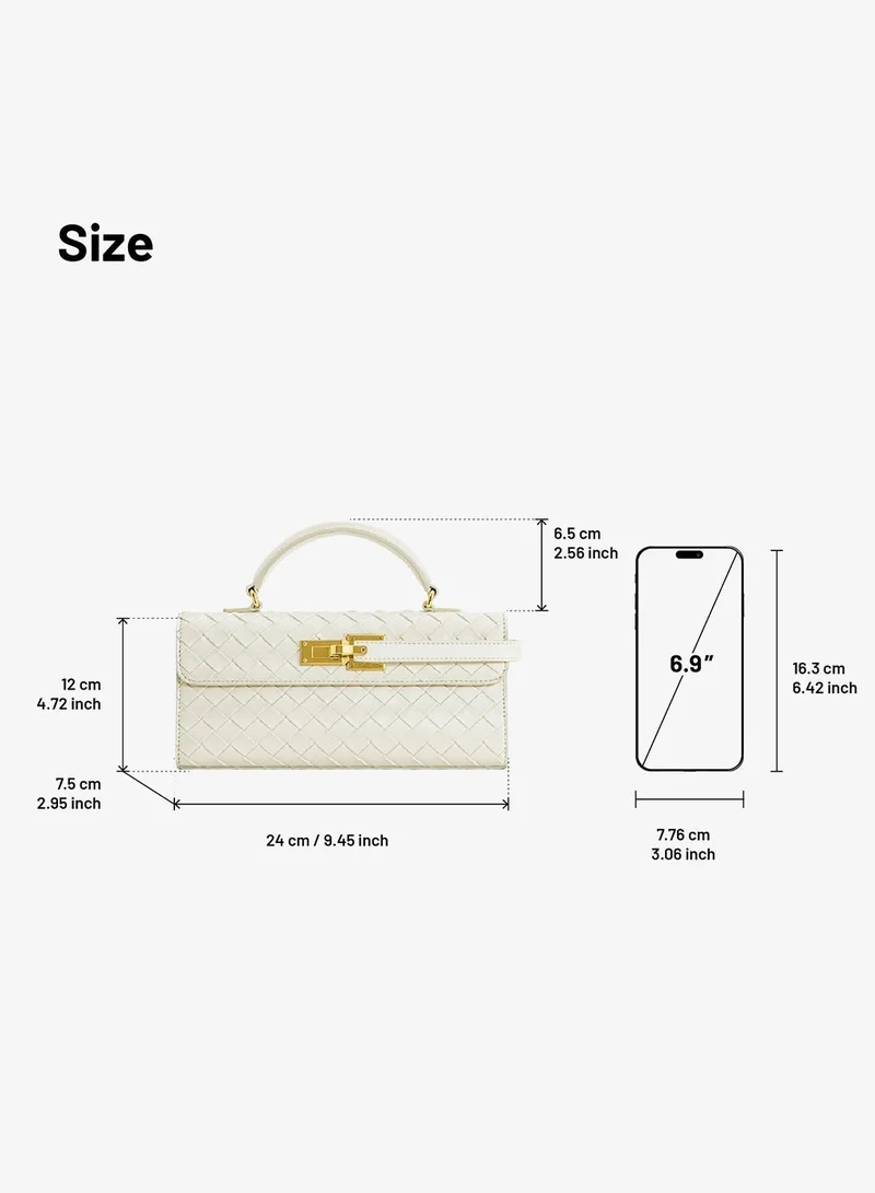 Jw Pei white Keyla Woven Top Handle Clutch for Women | Best Price UAE