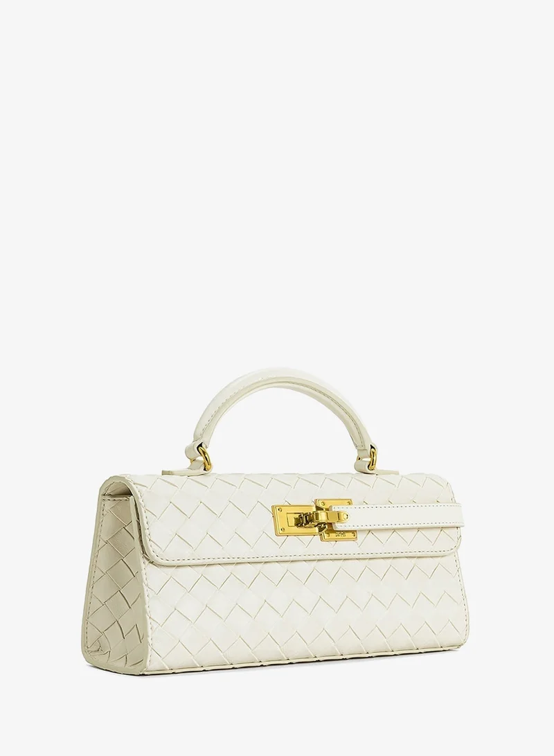 Jw Pei white Keyla Woven Top Handle Clutch for Women | Best Price UAE