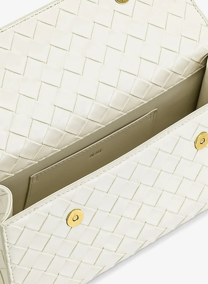 Jw Pei white Keyla Woven Top Handle Clutch for Women | Best Price UAE