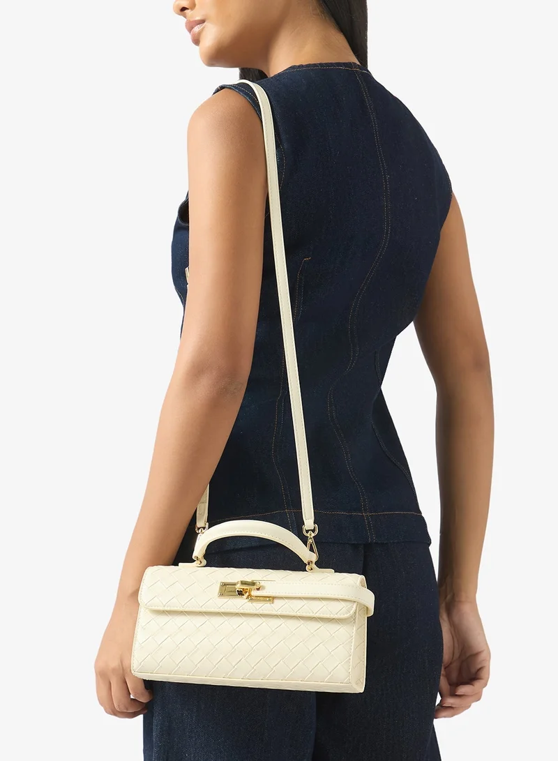 Jw Pei white Keyla Woven Top Handle Clutch for Women | Best Price UAE