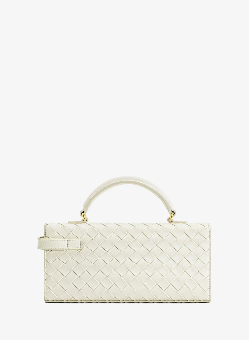 Jw Pei white Keyla Woven Top Handle Clutch for Women | Best Price UAE