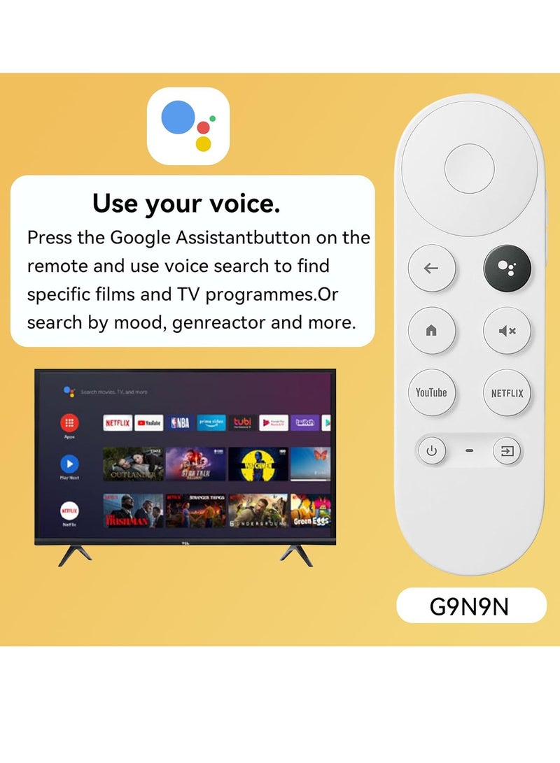 PopZa Voice Remote for Google Chromecast 4k Snow Streaming Media Player G9N9N Remote Control for Google TV GA01920-US GA01919-US GA01923-US(Remote Only) with Battery - Image 4