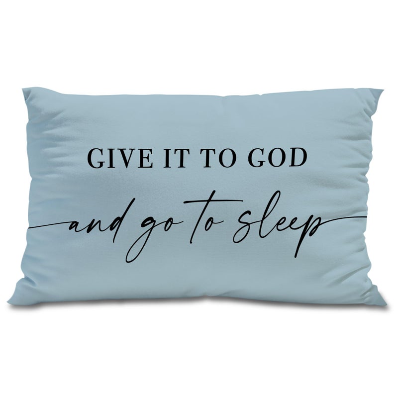 Knibeo Give It to God and Go to Sleep  Decorative Pillows Cover for Bed  Throw Pillows Cover for Bed 12x20 Inch Pillow Case Decorative Bed Pillows Cover for Bedroom Room (12x20  Wathet) - Image 1