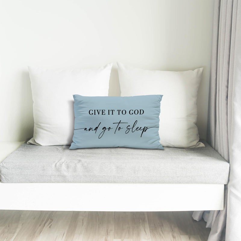 Knibeo Give It to God and Go to Sleep  Decorative Pillows Cover for Bed  Throw Pillows Cover for Bed 12x20 Inch Pillow Case Decorative Bed Pillows Cover for Bedroom Room (12x20  Wathet) - Image 5