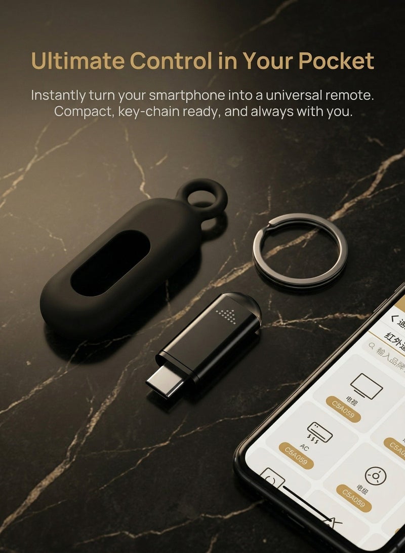 جهاز تحكم بالأشعة تحت الحمراء USB-C للهواتف الذكية، مرسل IR بتوصيل فوري، ريموت شامل للتلفزيون والمكيف والرسيفر، متوافق مع iPhone 15/16/17 وAndroid Type-C - Image 3