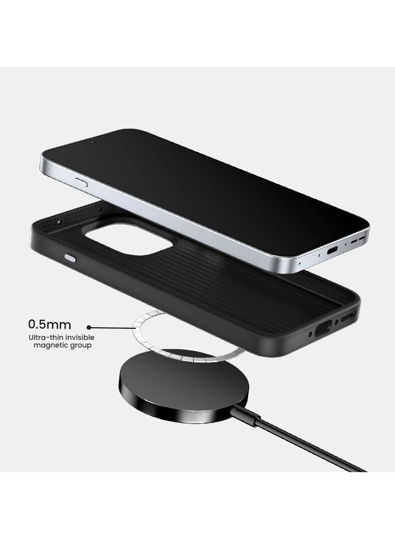general Carbon Fibre Magnetic Case Compatible with OnePlus 13T with Invisible Magnetic, Slim Frosted Shock and Drop Protection Case for Wireless Charging - Image 2