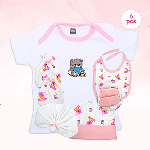 Mee Mee New Born Baby Gift Set | Soft Cotton Clothing Essentials for Infants/Baby Girls, Boys | Baby Shower Clothing Hamper (5 Pieces, Pink)| Ideal Gift for New Born Baby - Image 3