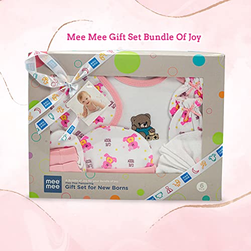 Mee Mee New Born Baby Gift Set | Soft Cotton Clothing Essentials for Infants/Baby Girls, Boys | Baby Shower Clothing Hamper (5 Pieces, Pink)| Ideal Gift for New Born Baby - Image 2