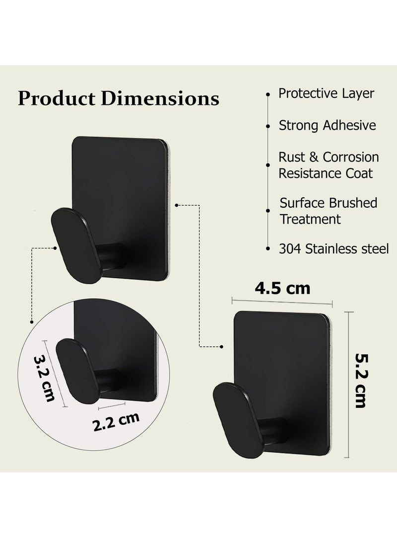Loquat 4 PCS Self-Adhesive Wall Hooks Heavy Duty 304 Stainless Steel Anti-Rust Waterproof Wall Hooks for Bedroom Kitchen - Image 2