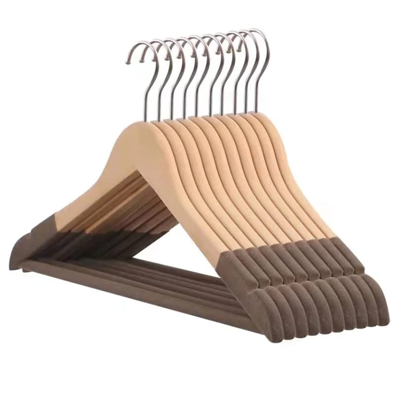 ZURATO Wooden Hanger for Clothes Hanging 360 Degree Swivel Chrome Hook Space Saving Non-Slip Hangers Hangers for Wardrobe and Cupboard (24) - Image 1