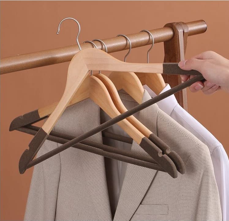 ZURATO Wooden Hanger for Clothes Hanging 360 Degree Swivel Chrome Hook Space Saving Non-Slip Hangers Hangers for Wardrobe and Cupboard (24) - Image 3