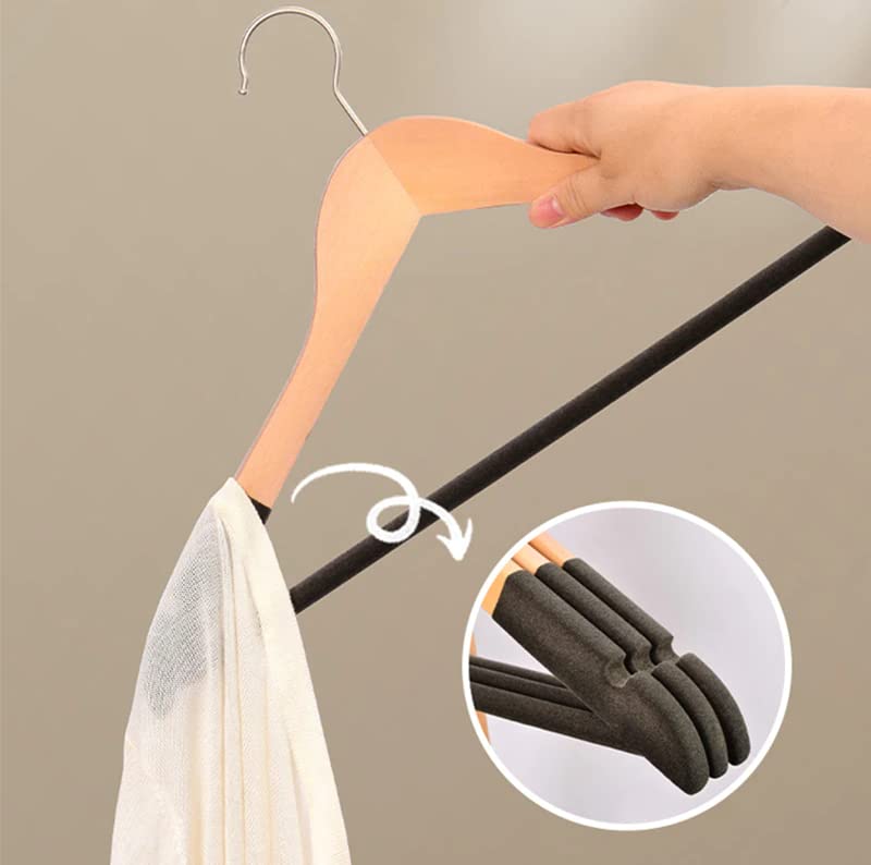 ZURATO Wooden Hanger for Clothes Hanging 360 Degree Swivel Chrome Hook Space Saving Non-Slip Hangers Hangers for Wardrobe and Cupboard (24) - Image 4