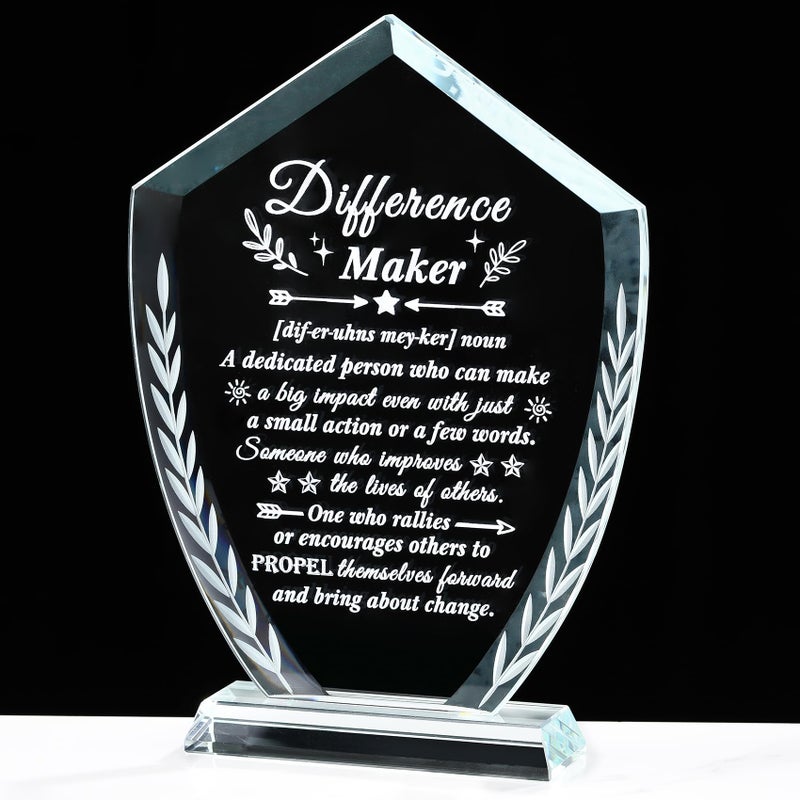 Movdyka Difference Maker Gifts - Laser Engraved Crystal Definition Plaque, Inspirational Gift Office Desk Decor for Teacher Nurse Mentor Boss, Appreciation Keepsake for Retirement Promotion Staff Recognition - Image 1