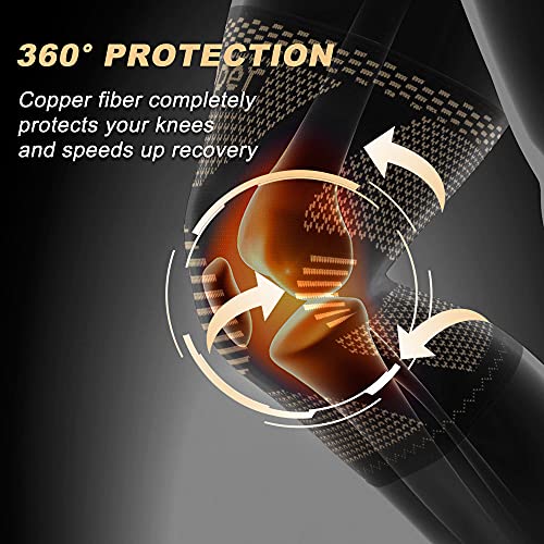 JHVW Copper Knee Brace for Women Men, 2 Pack Knee Braces for Knee Pain, Knee Support Compression Sleeve for Meniscus Tear, ACL & Arthritis Pain Relief - Image 4