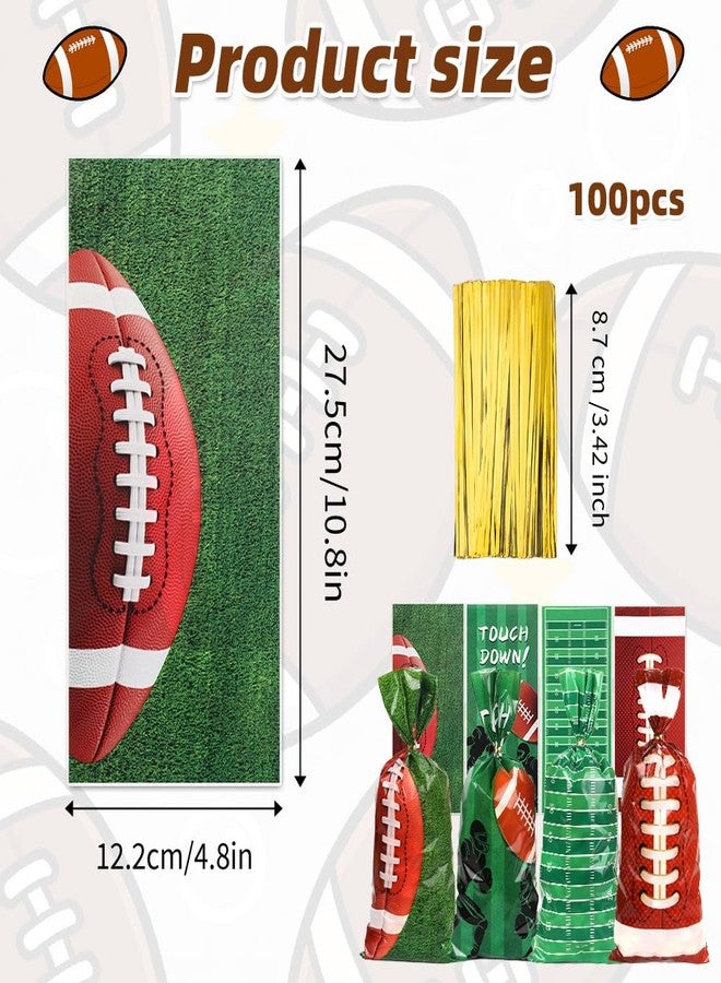 eowqeiur 100 PCS Football Cellophane Bags(5x11 Inch) for Goodie Candy Treat Goody Snack Gifts Wrap Football Theme Birthday Team School Class Party Favors Supplies Bulk Trunk or Treat Tailgate Plastic Baggies - Image 2