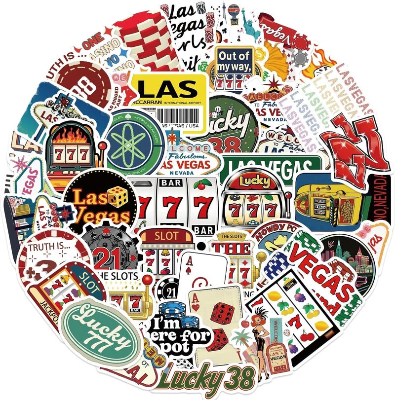 AUCEKO 50 PCS Stickers for Las Vegas,Las Vegas Sticker Pack Vinyl Skateboard Guitar Door Laptop Luggage Car Bike Water Bottle Birthday Party Supplies Teens Boys and Girls Decals - Image 2