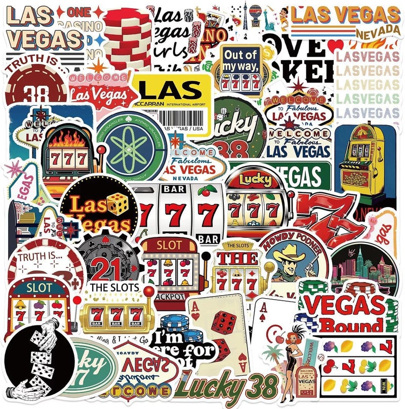 AUCEKO 50 PCS Stickers for Las Vegas,Las Vegas Sticker Pack Vinyl Skateboard Guitar Door Laptop Luggage Car Bike Water Bottle Birthday Party Supplies Teens Boys and Girls Decals - Image 1