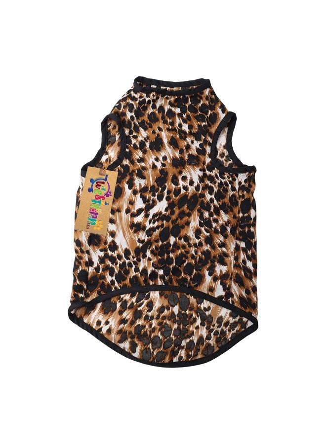 ويستيرن إرا تي شيرت كلاب من القطن الناعم الرائع، ملابس كلاب مريحة، سترة بدون أكمام، ملابس جرو (طبعة الفهد) (Xsmall) (12 بوصة) - Image 4