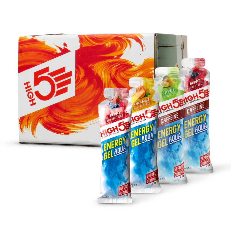 High5 Energy Gel Aqua - Quick Release Sports Gels to Power Muscles for Peak Performance - Natural Fruit Juice - On The Go Energy Boost for Running, Cycling and Endurance (Mixed, 15 x 66g) - Image 1