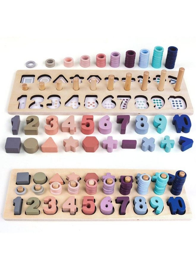 QZMTOY - Counting Shape Stacker Wooden Count Sort Stacking Tower With Wood Colorful Number Shape Math Blocks For Kids Preschool Educational Toddlers Toy - Image 1