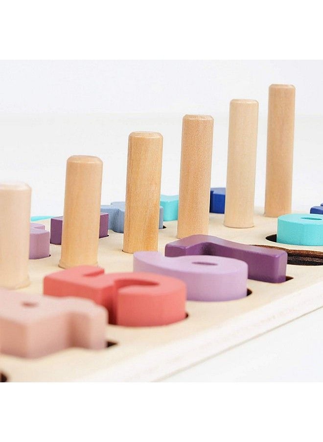 QZMTOY - Counting Shape Stacker Wooden Count Sort Stacking Tower With Wood Colorful Number Shape Math Blocks For Kids Preschool Educational Toddlers Toy - Image 1