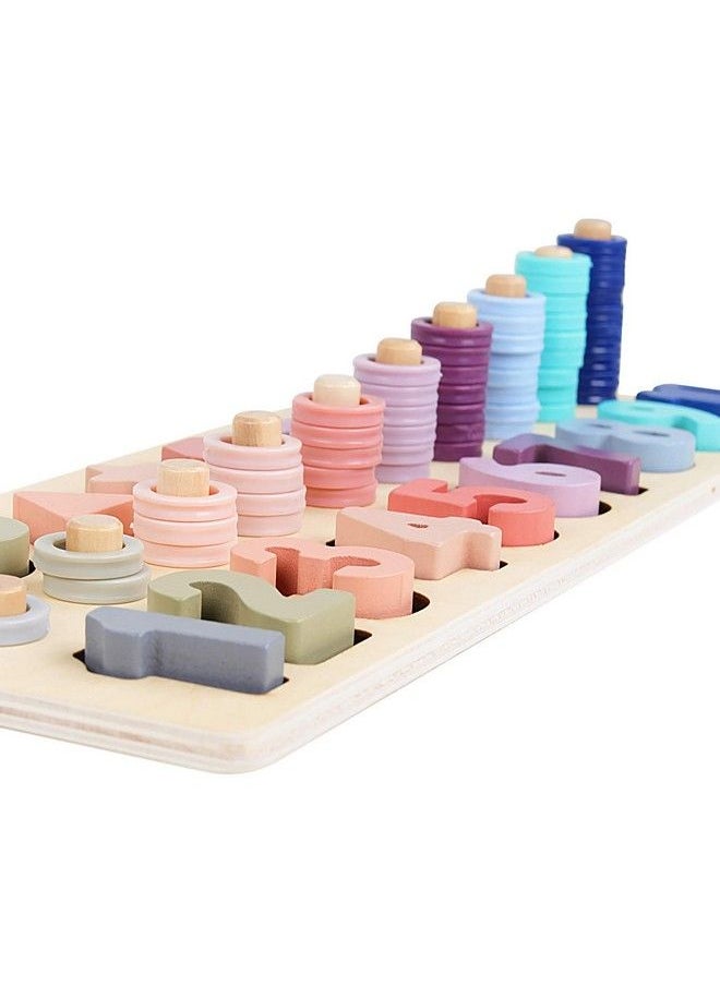 QZMTOY - Counting Shape Stacker Wooden Count Sort Stacking Tower With Wood Colorful Number Shape Math Blocks For Kids Preschool Educational Toddlers Toy - Image 1